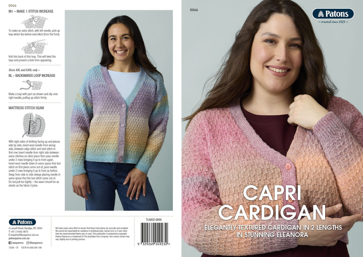 Leaflet 0066 - Patons Capri Cardigan - Original Copy - Mooroolbark Wool