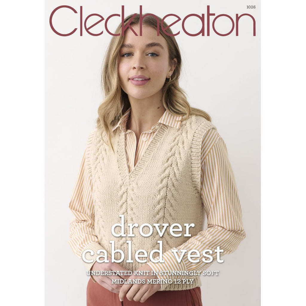 Leaflet 1026 - Cleckheaton Drover Cabled Vest - Mooroolbark Wool