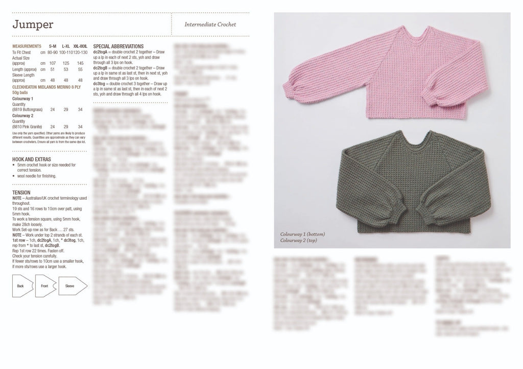 Leaflet 1033 - Cleckheaton Bella Crochet Jumper - Mooroolbark Wool