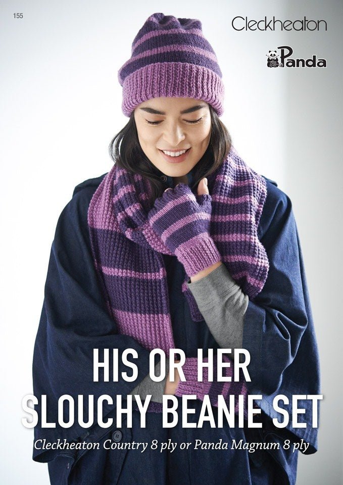 Leaflet 155 - His or Her Slouchy Beanie Set UL2001 - Mooroolbark Wool