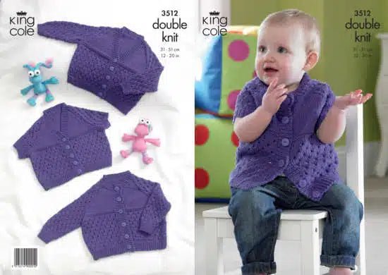 Leaflet 3512 - King Cole DK cardigans - Mooroolbark Wool