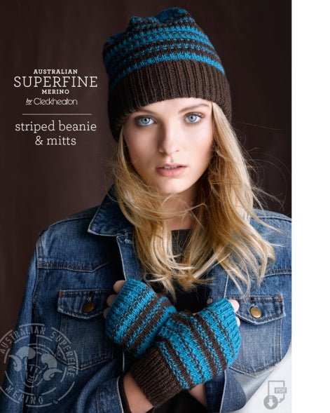 Leaflet 431 - Striped Beanie and Mitts CL2222 - Mooroolbark Wool