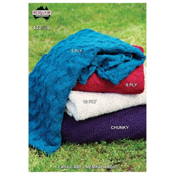 Leaflet 432 - Heirloom Textured Throw - Original Copy - Mooroolbark Wool
