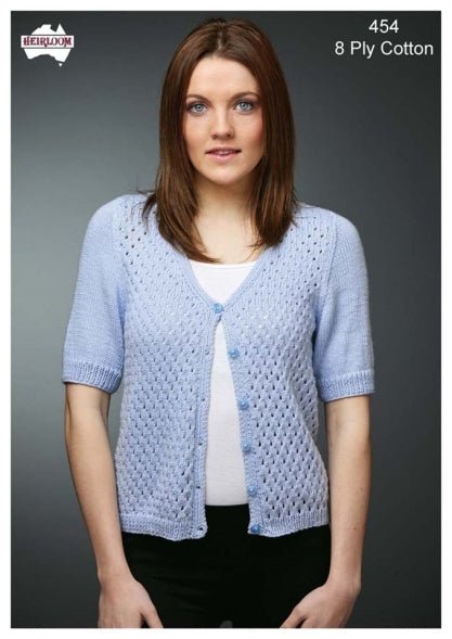 Leaflet 454 - Heirloom Short Sleeve Lace Cardi - Original Copy - Mooroolbark Wool