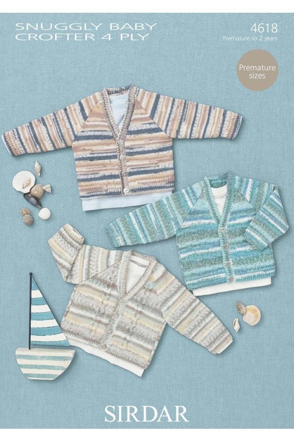 Leaflet 4618 - Sirdar Snuggly Baby Crofter 4 Ply Cardigans - Mooroolbark Wool