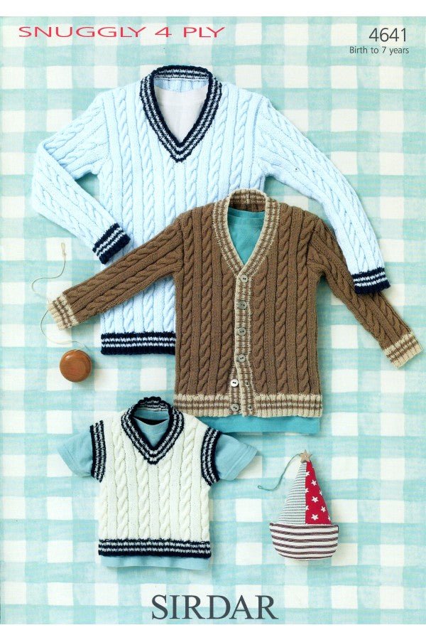 Leaflet 4641 - Sirdar Snuggly 4 Ply cardigan, jumper & vest - Mooroolbark Wool