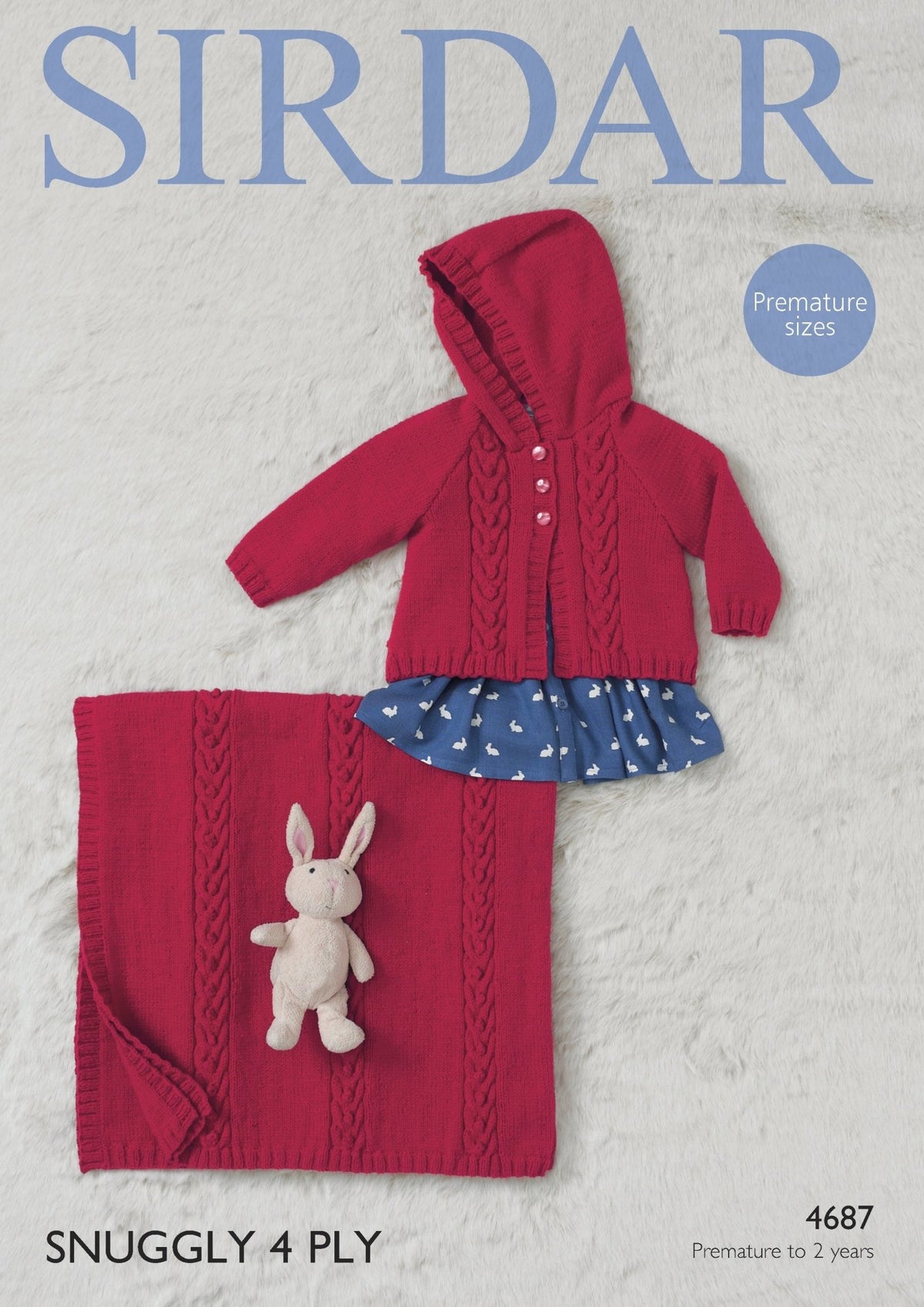 Leaflet 4687 - Sirdar 4 Ply Prem to 2 Years Hoodie & blanket - Mooroolbark Wool