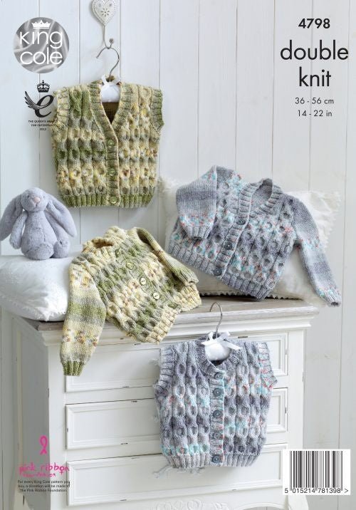 Leaflet 4798 - King Cole DK cardigans & vests - Mooroolbark Wool