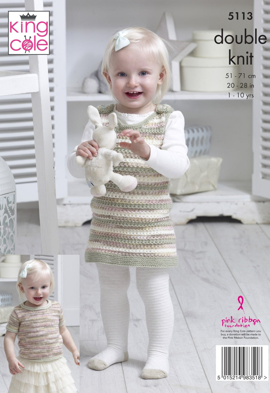 Leaflet 5113 - King Cole DK cardigan jumper & dress - Mooroolbark Wool