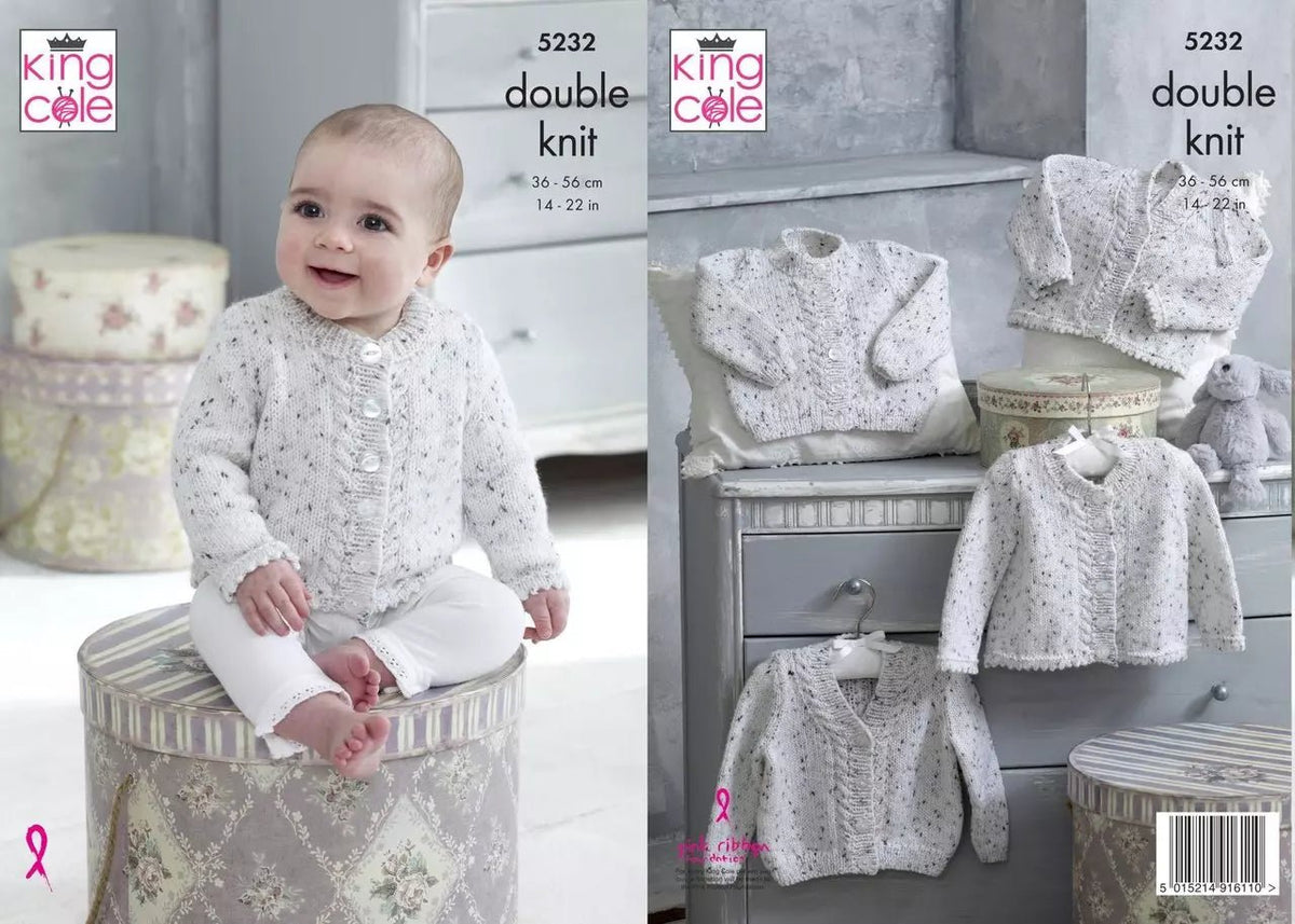 Leaflet 5232 - King Cole DK cardigans - Mooroolbark Wool