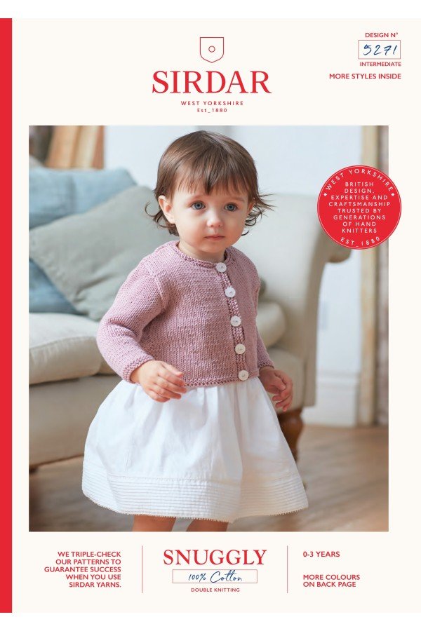 Leaflet 5271 - Sirdar Snuggly DK cardigan - Mooroolbark Wool