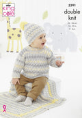 Leaflet 5391 - King Cole DK jumper, cardigan, hat & blanket - Mooroolbark Wool