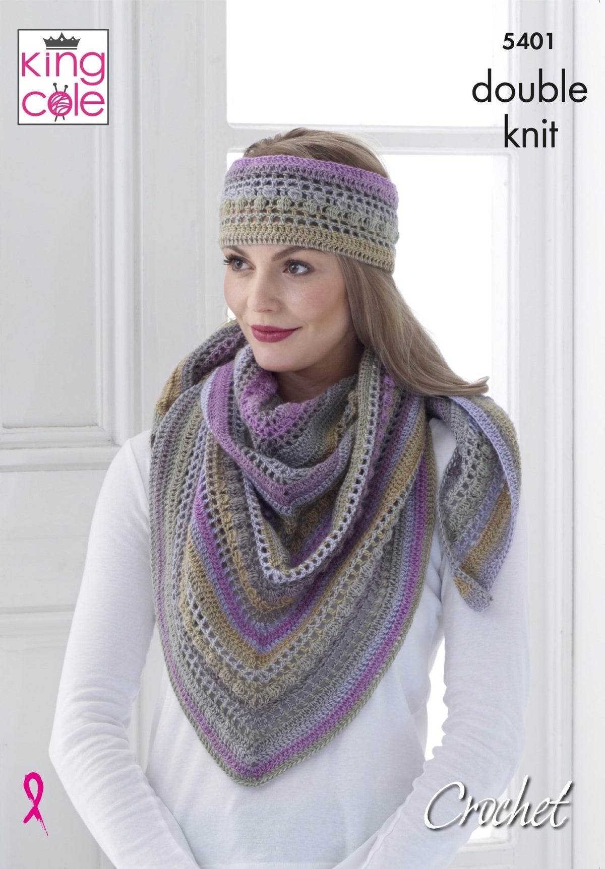 Leaflet 5401 - King Cole Riot DK - Crochet shawl, cowl, hat & headband - Mooroolbark Wool