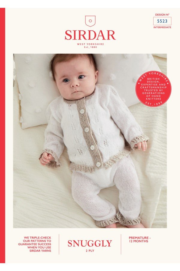 Leaflet 5523 - Sirdar Snuggly 2 Ply cardigan & pants - Mooroolbark Wool