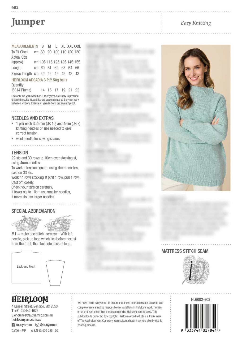 Leaflet 602 - Heirloom Selene Jumper - Mooroolbark Wool