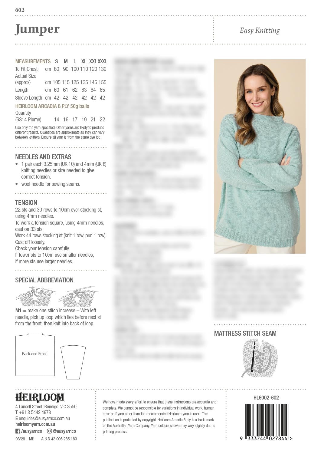 Leaflet 602 - Heirloom Selene Jumper - Mooroolbark Wool
