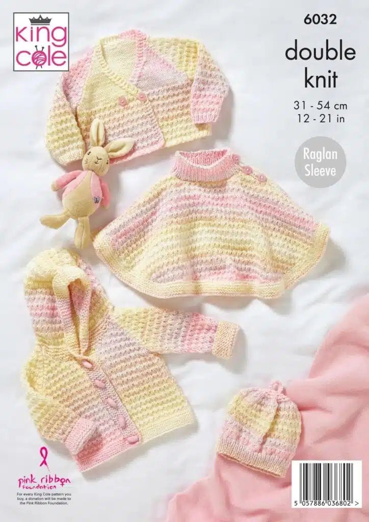 Leaflet 6034 - KinLeaflet 6032 - King Cole DK matinee jacket, cardigan & overtop - Mooroolbark Wool