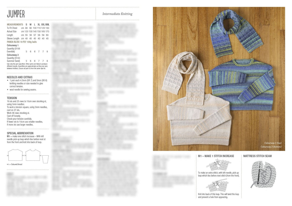 Leaflet 821 - Panda All Seasons Scarf and Jumper - Mooroolbark Wool