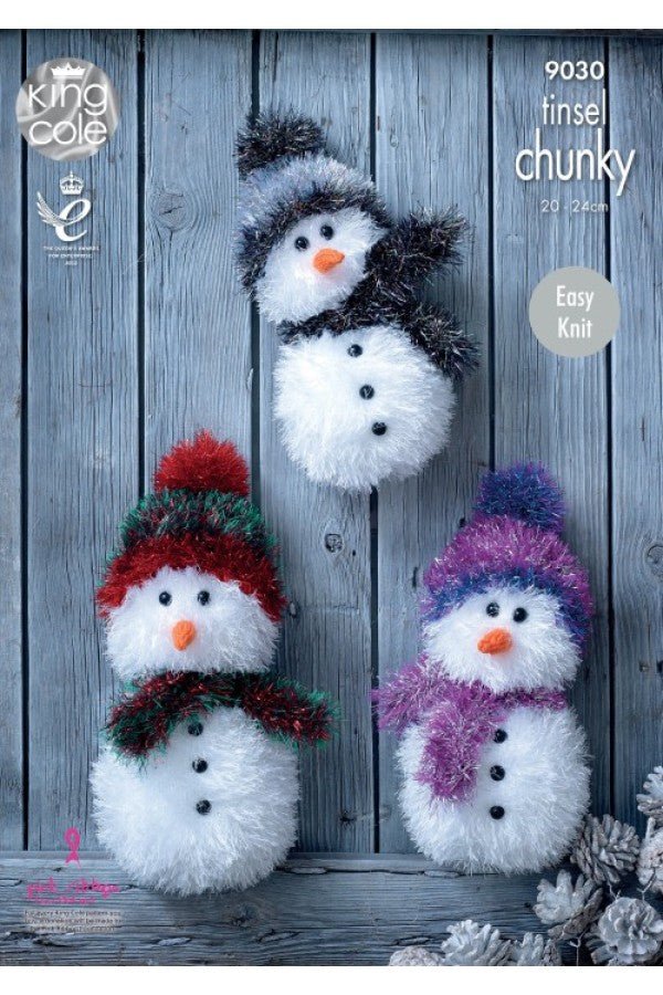 Leaflet 9030 - King Cole Tinsel snowman - Mooroolbark Wool