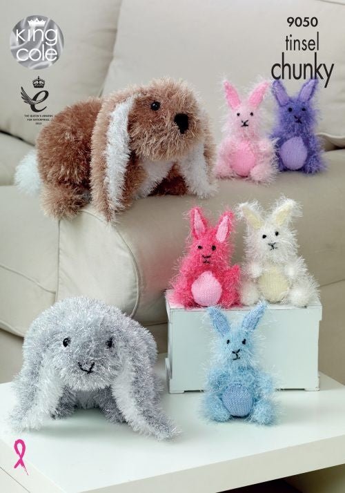 Leaflet 9050 - King Cole Tinsel rabbits - Mooroolbark Wool