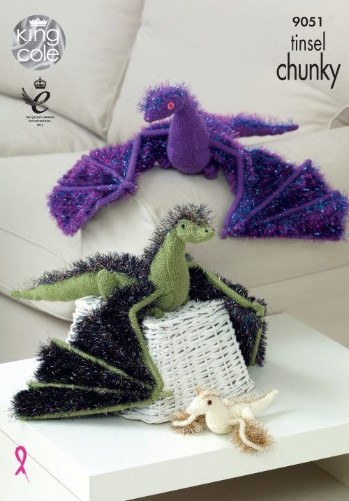 Leaflet 9051 - King Cole Tinsel dragon - Mooroolbark Wool