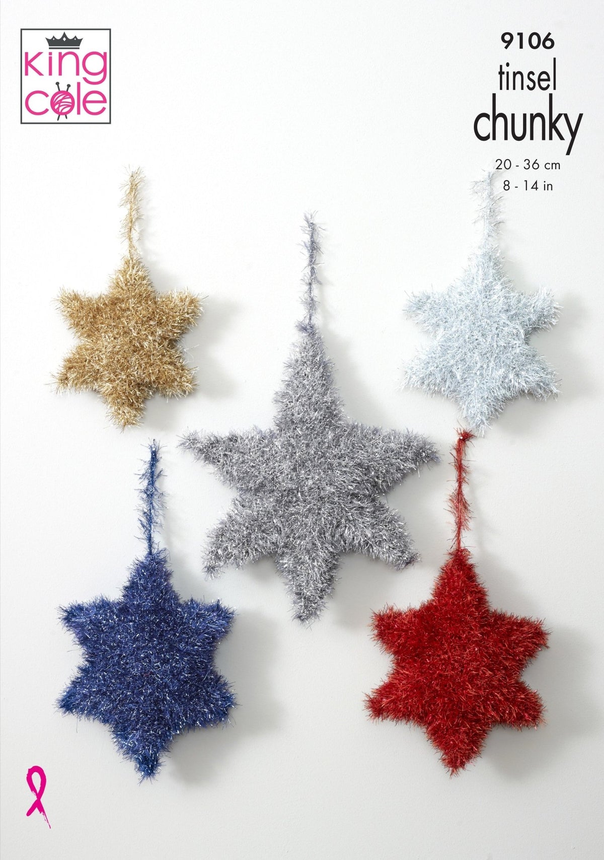 Leaflet 9106 - King Cole Tinsel stars - Mooroolbark Wool