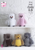 Leaflet 9114 - King Cole Tinsel owls - Mooroolbark Wool