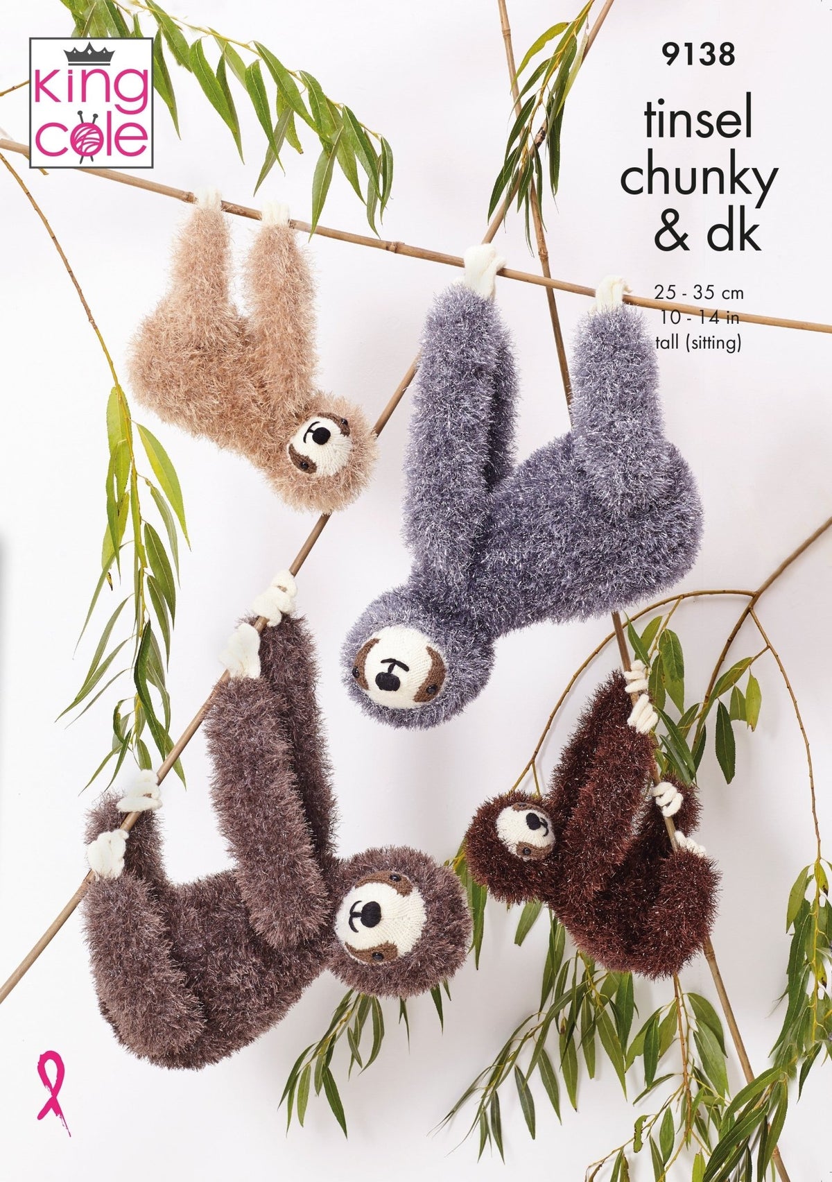 Leaflet 9138 - King Cole Tinsel sloths - Mooroolbark Wool