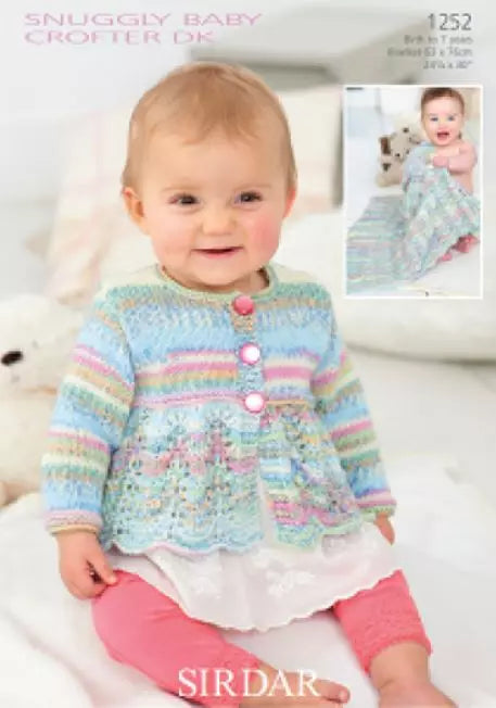 Leaflet 1252 - Sirdar Snuggly Baby Crofter DK Birth to 7 yrs jacket & blanket