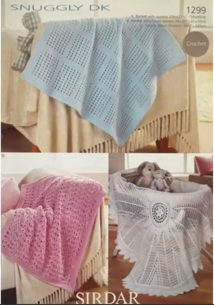 Leaflet 1299 - Sirdar Snuggly DK crochet blanket & shawl
