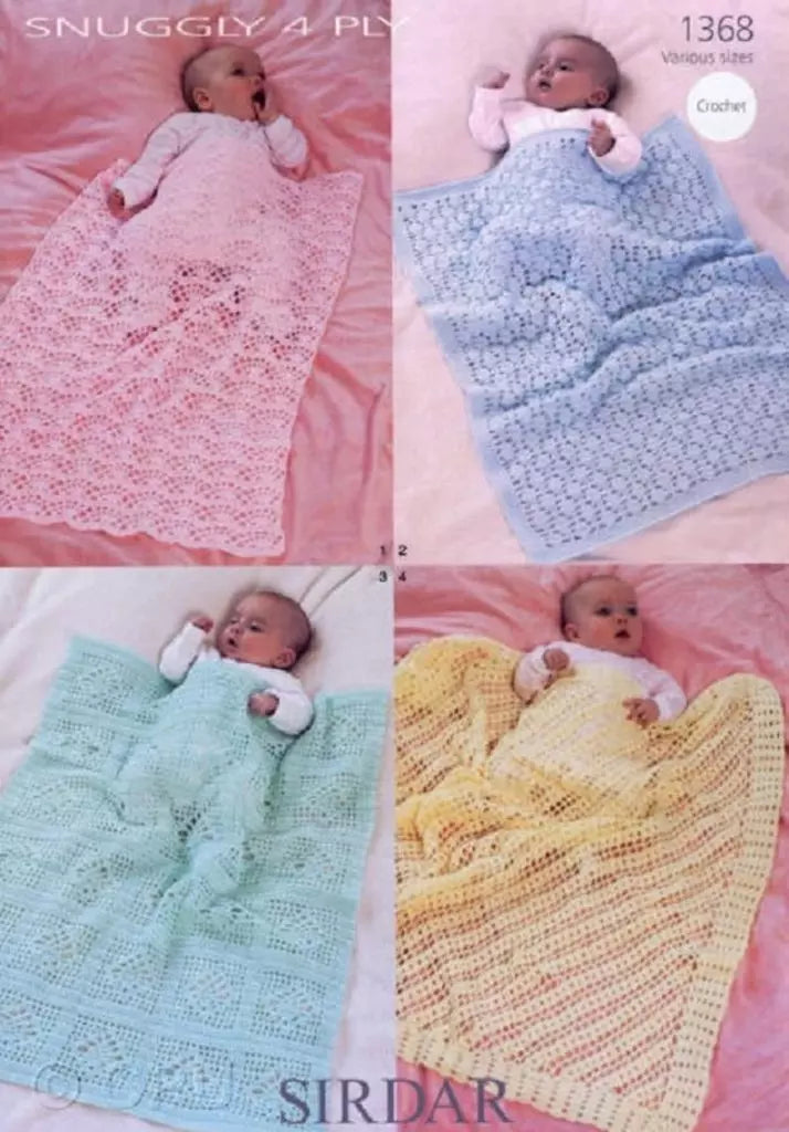 Leaflet 1368 - Sirdar Snuggly 4 ply crochet blankets