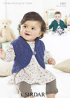 Leaflet 1401 - Sirdar Snuggly DK cardigan, vest
