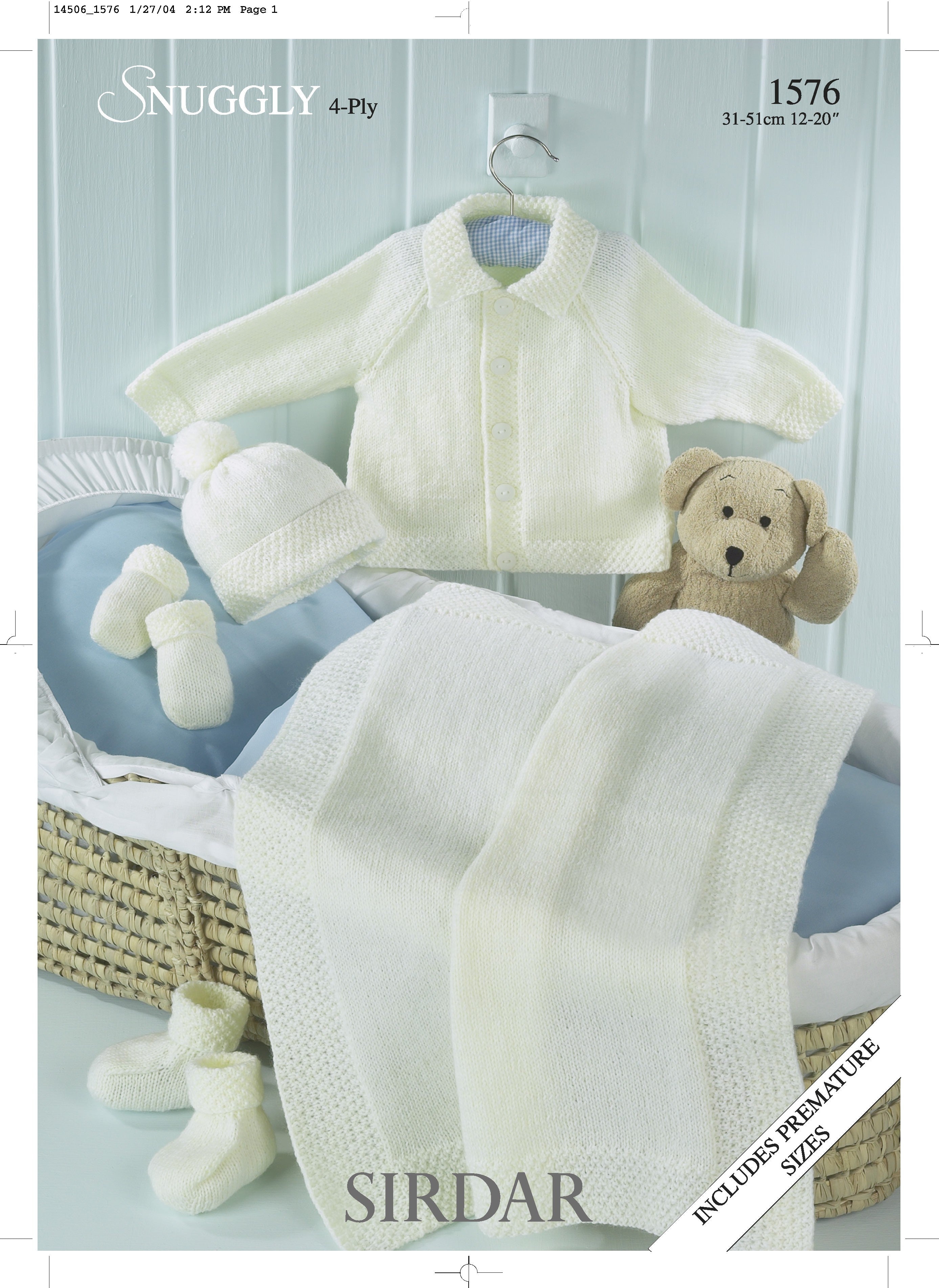 Leaflet 1576 - Sirdar 4 Ply jacket, hat, bootees, mitts & blanket