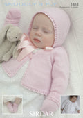 Leaflet 1818 - Sirdar 4 ply Jacket, bonnet, bootees & mitts Prem - 12 mths.