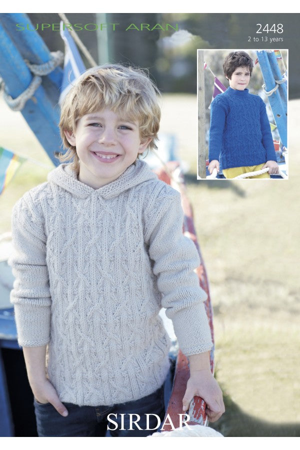 Leaflet 2448 - Sirdar Supersoft Aran 10 ply Jumper, hoodie