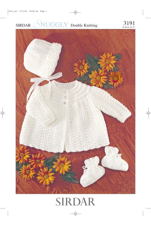 Leaflet 3191 - Sirdar DK baby jacket, hat & bootees