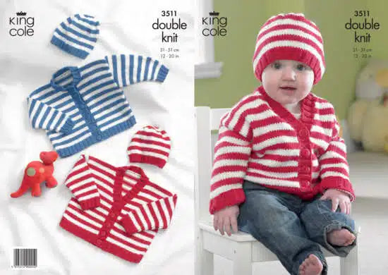 Leaflet 3511 - King Cole DK cardigan & hat