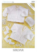 Leaflet 3930 - Sirdar Snuggly 4ply cardigan, hat, bootees & mitts