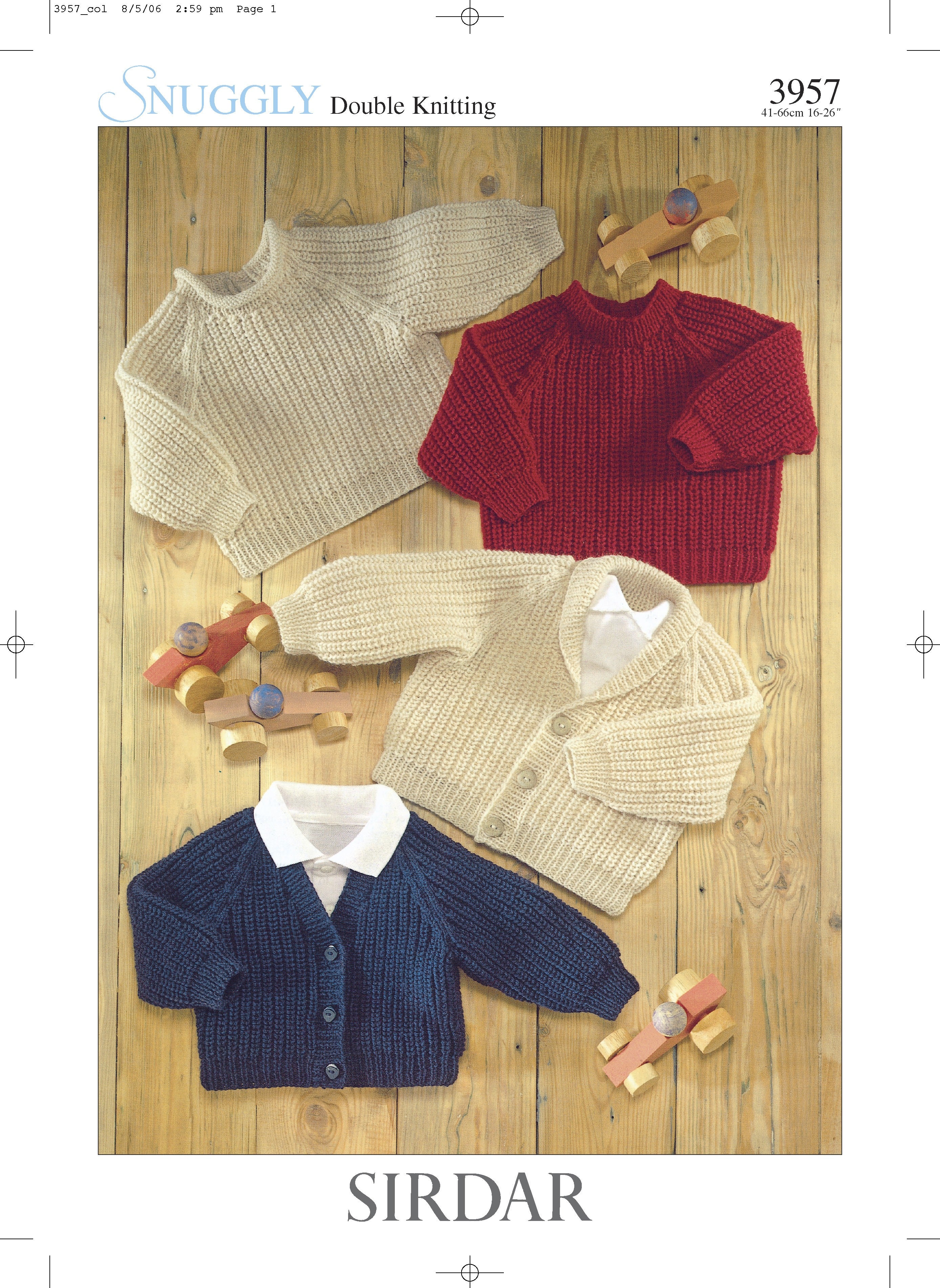 Leaflet 3957 - Sirdar DK ribbed jumpers and cardigans 0 - 6 yrs