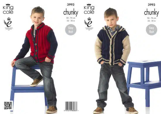 Leaflet 3993 - King Cole Chunky cardigan & hoodie