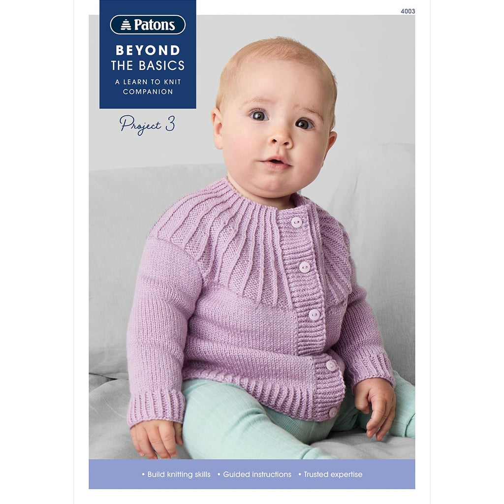 Leaflet 4003 - Patons Beyond The Basics: Project 3 (Knit) baby cardigan
