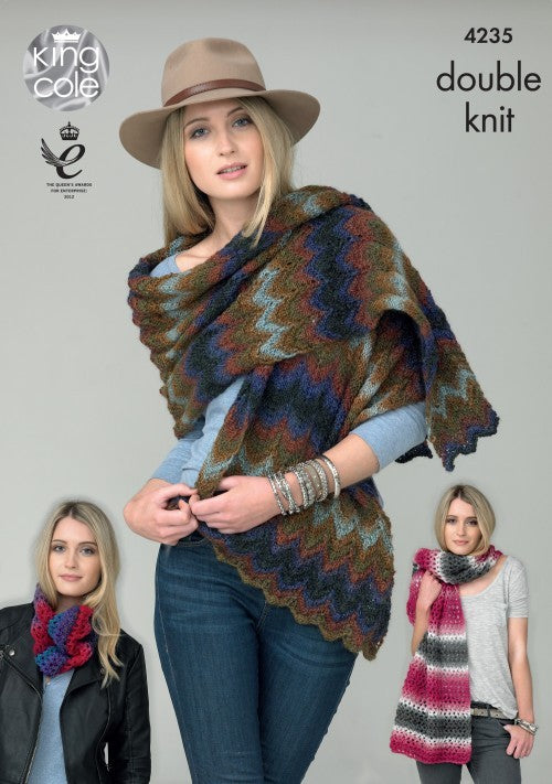 Leaflet 4235 - King Cole Riot DK scarves
