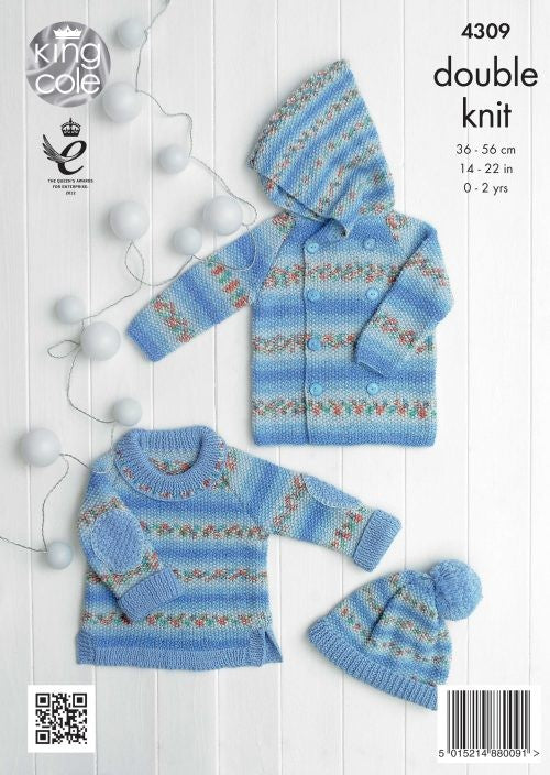 Leaflet 4309 - King Cole DK hoodie, jumper & hat