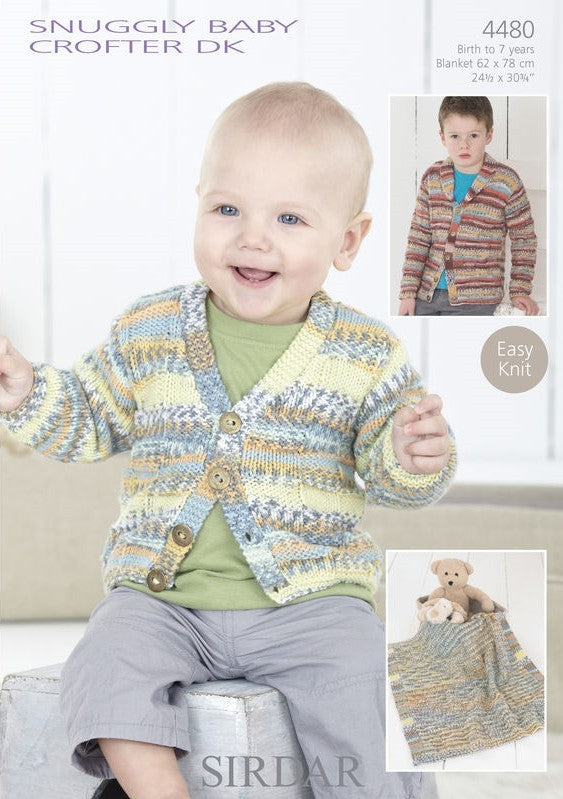 Leaflet 4480 - Sirdar Baby Crofter Cardigan & Blanket 0 - 7 yrs