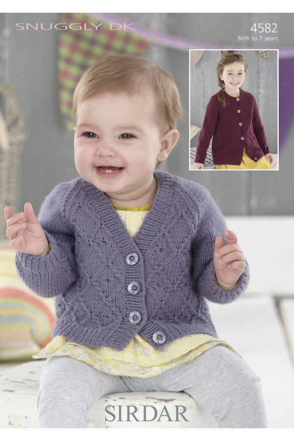 Leaflet 4582 - Sirdar Snuggly DK Cardigan Birth to 7 yrs.