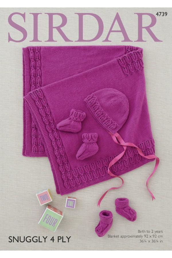 Leaflet 4739 - Sirdar 4 Ply Birth - 2 years bonnet, bootees & blanket