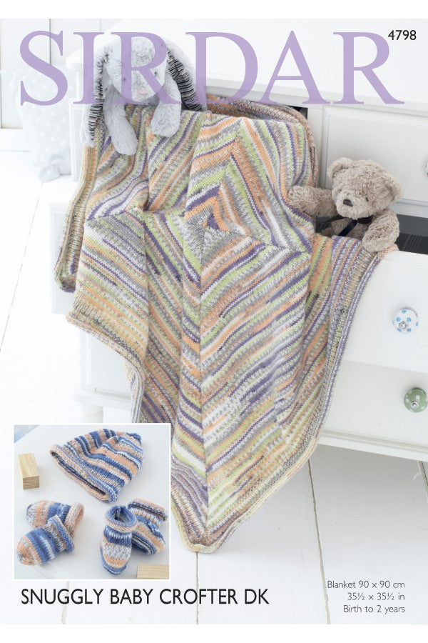 Leaflet 4798 - Sirdar Snuggly Baby Crofter DK blanket , hat, booties & mitts