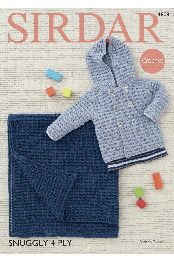 Leaflet 4808 - Sirdar Snuggly 4 Ply Crochet hoodie & blanket