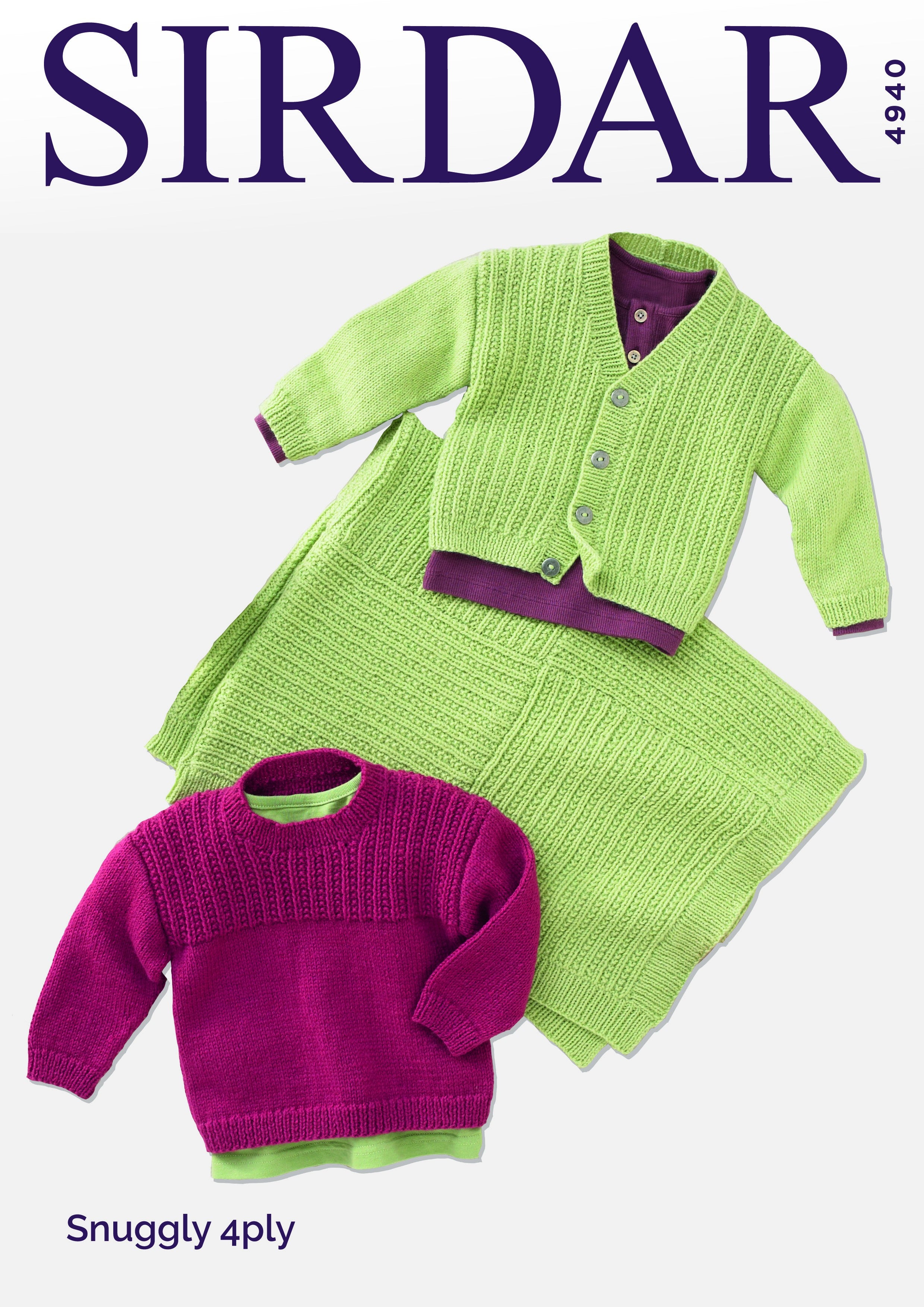 Leaflet 4940 - Sirdar 4 Ply cardigan, jumper & blanket