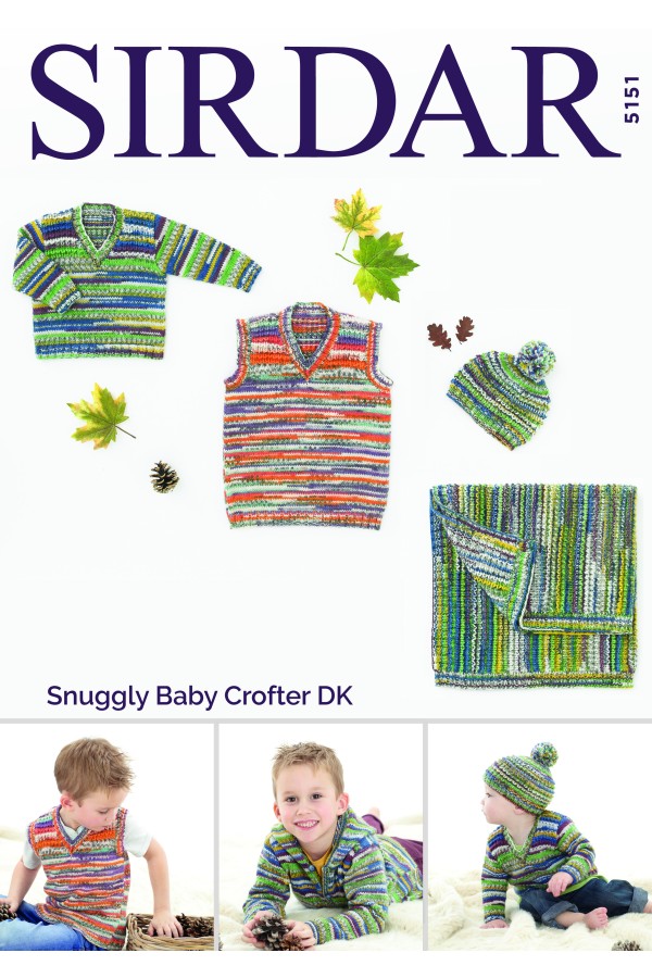 Leaflet 5151 - Sirdar Snuggly Baby Crofter DK jumper, vest, blanket